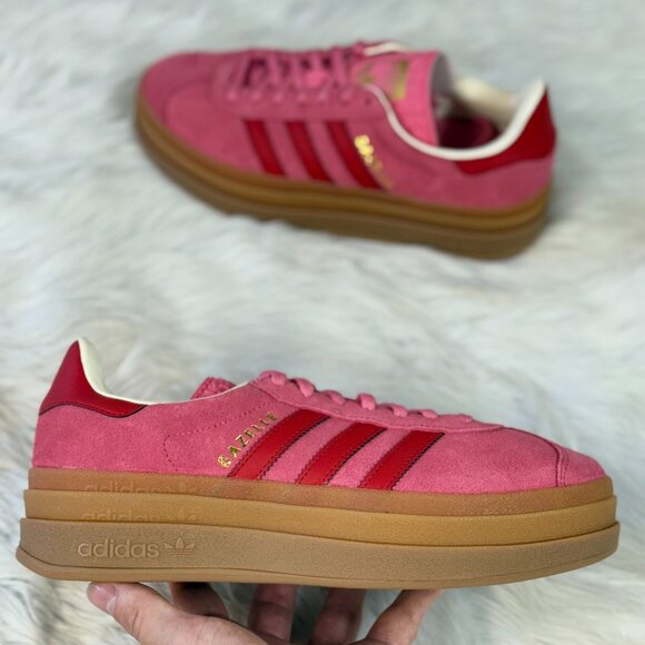 Adidas Gazelle Bold Rose Tone Better Scarlet GS Shoes JQ7407 NEW Multi Sz - Picture 1 of 7